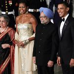 First Lady of India Gursharan Kaur, First Lady Michelle Obama, Prime Minister Manmohan Singh and President Obama